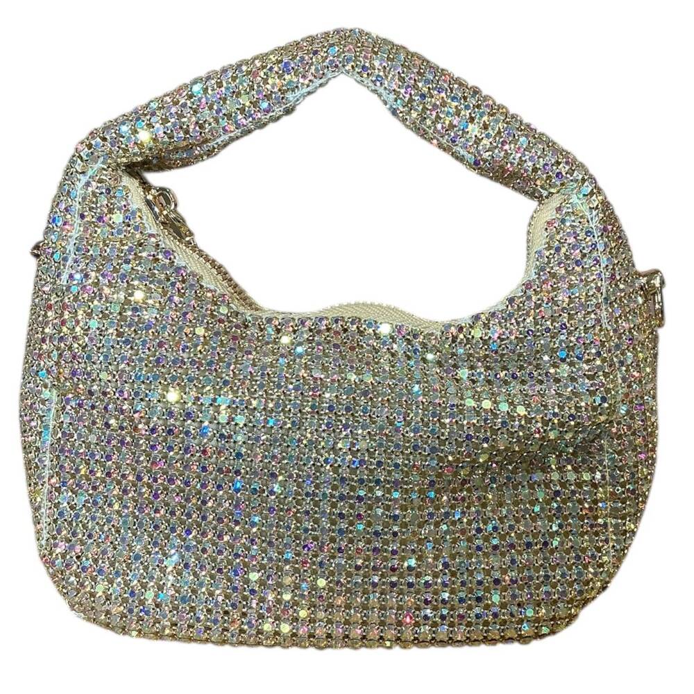 NEW ALEXA KOI women's sparkly rhinestone mini hand bag in gold